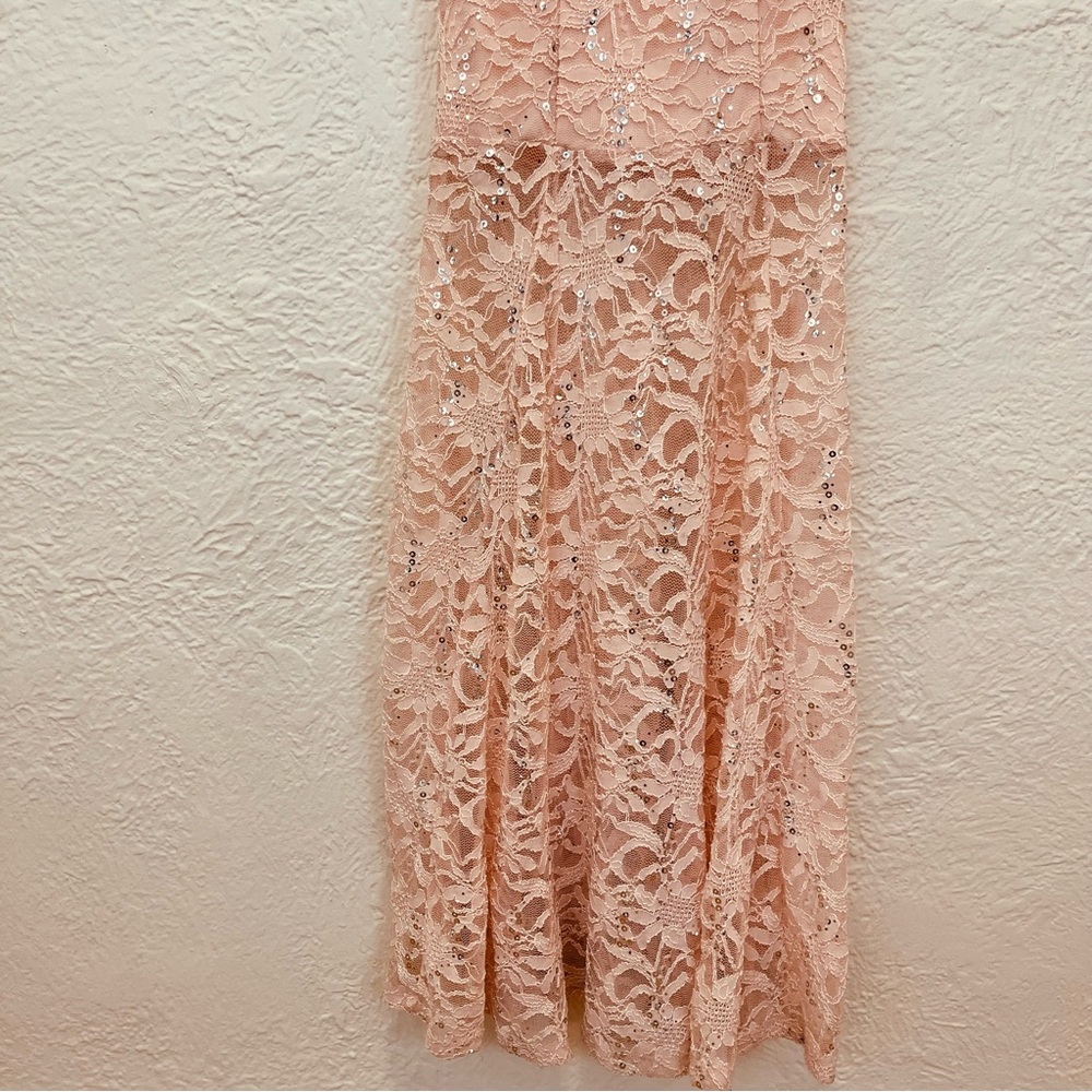 Vintage Y2k 90s Pink Lace Gown Dress Sequins Jewels My Michelle 1 XXS Prom - Picture 8 of 13